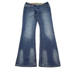 Rock Star Jeans Pants Womens 8 Blue Regular Fit Boot Cut Flat Front Bottoms